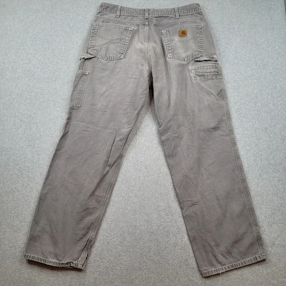 Carhartt B159 CHR Canvas Carpenter Pants Mens 36x32‎ Grey Loose Fit Workwear